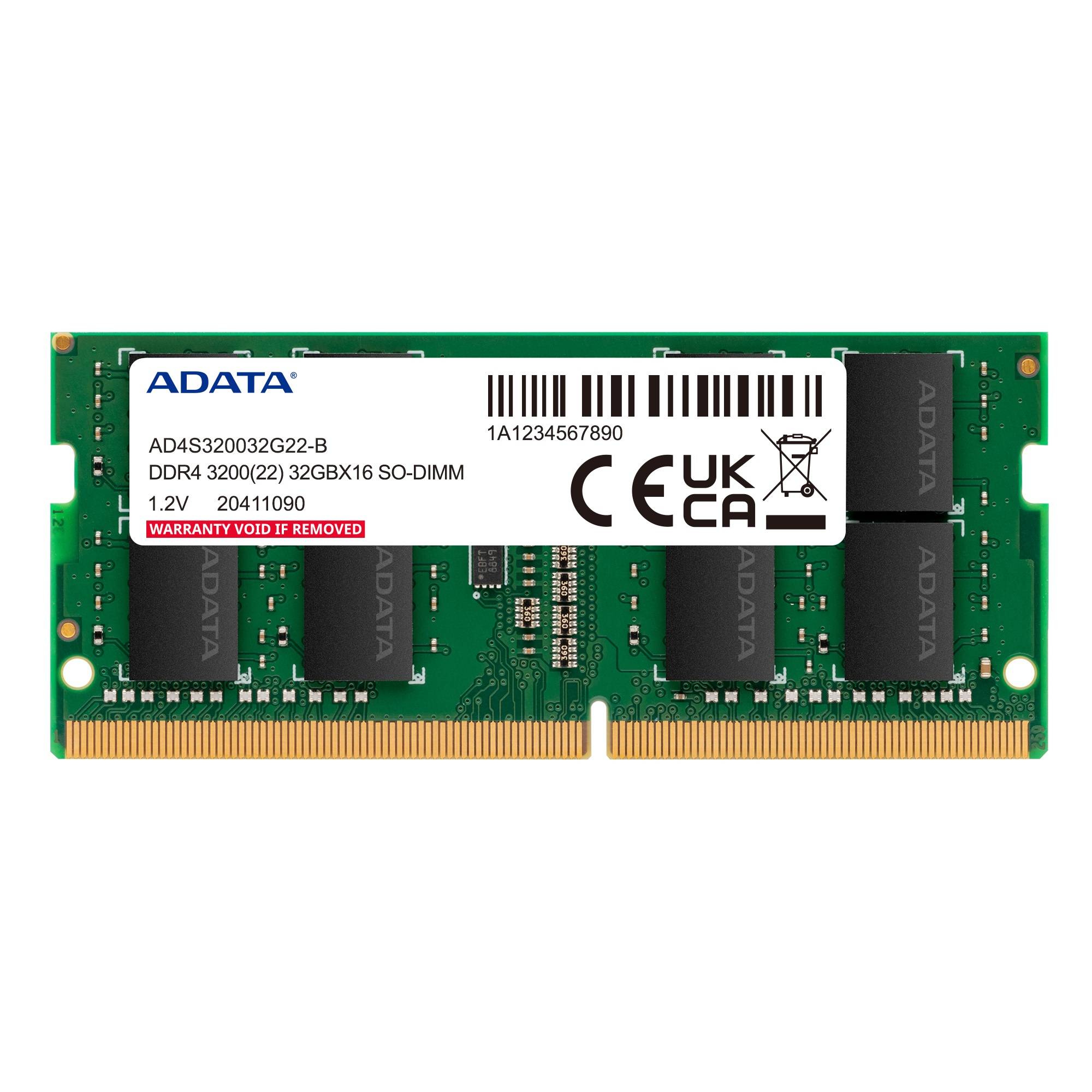 Memoria RAM ADATA AD4S320032G22-SGN - 32 GB, DDR4, 3200MHz, SO-DIMM Memoria RAM ADATA AD4S320032G22-SGN - 32 GB, DDR4, 3200MHz, SO-DIMM